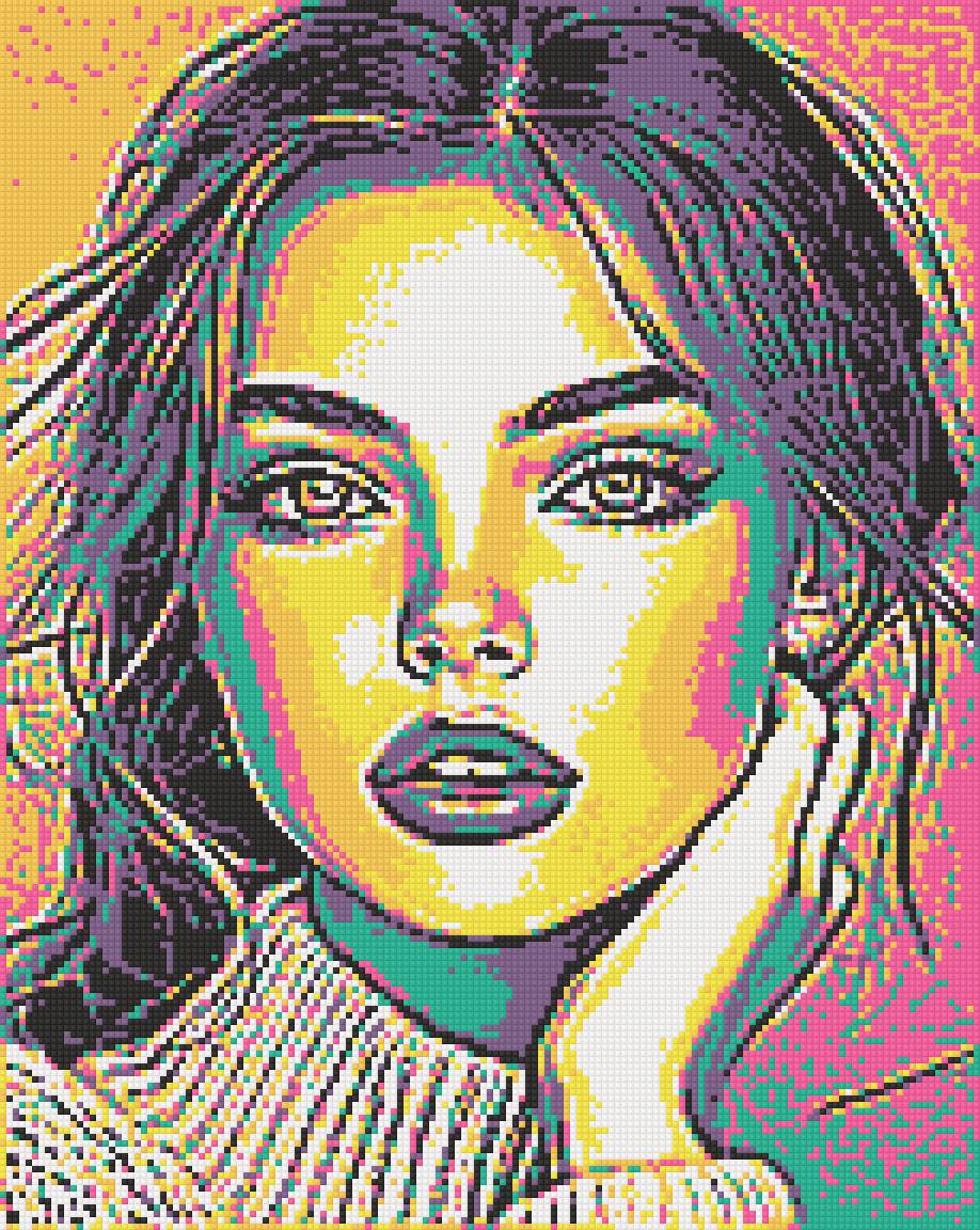 Девушка Алмазная мозаика Неон